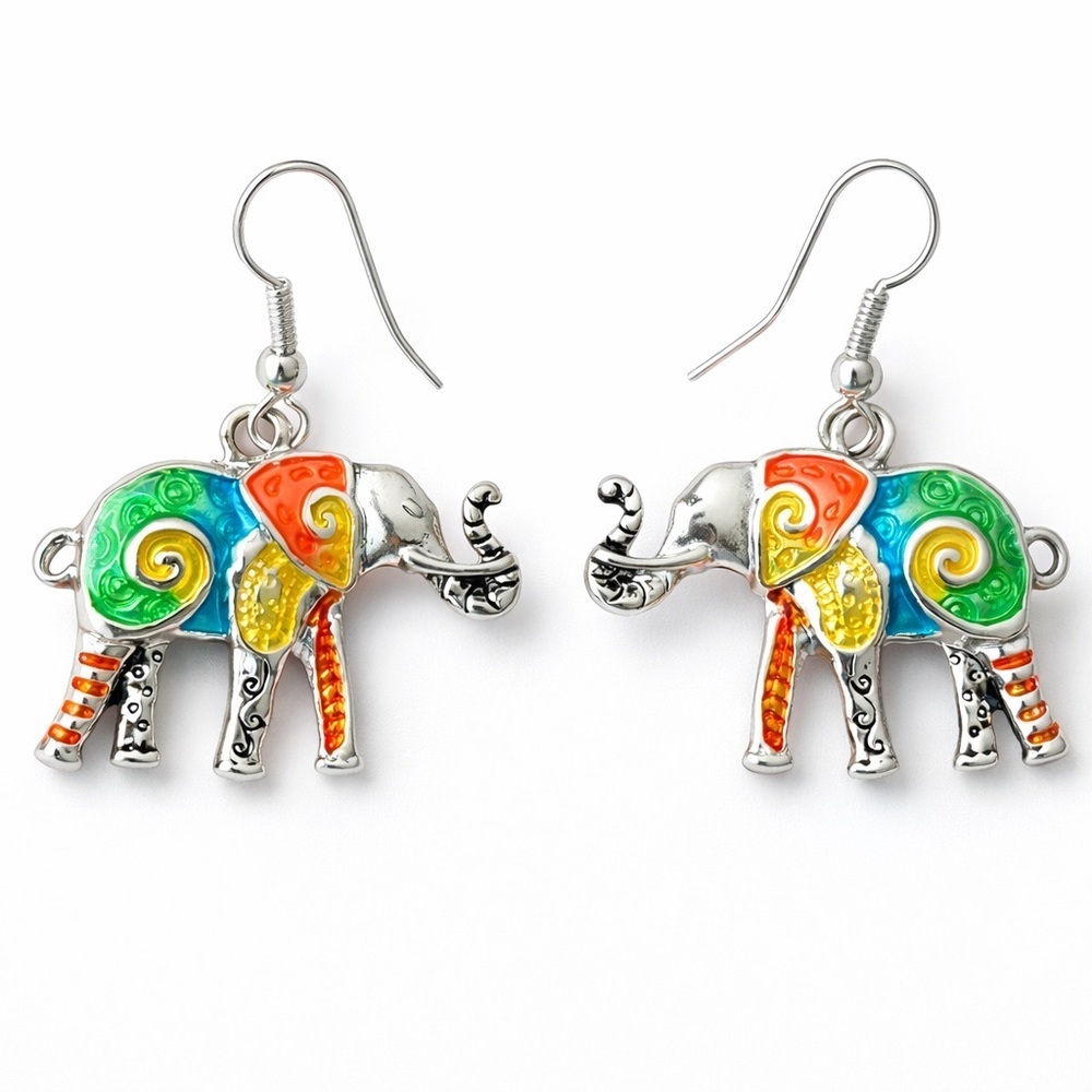 Multicolor Elephant Earrings